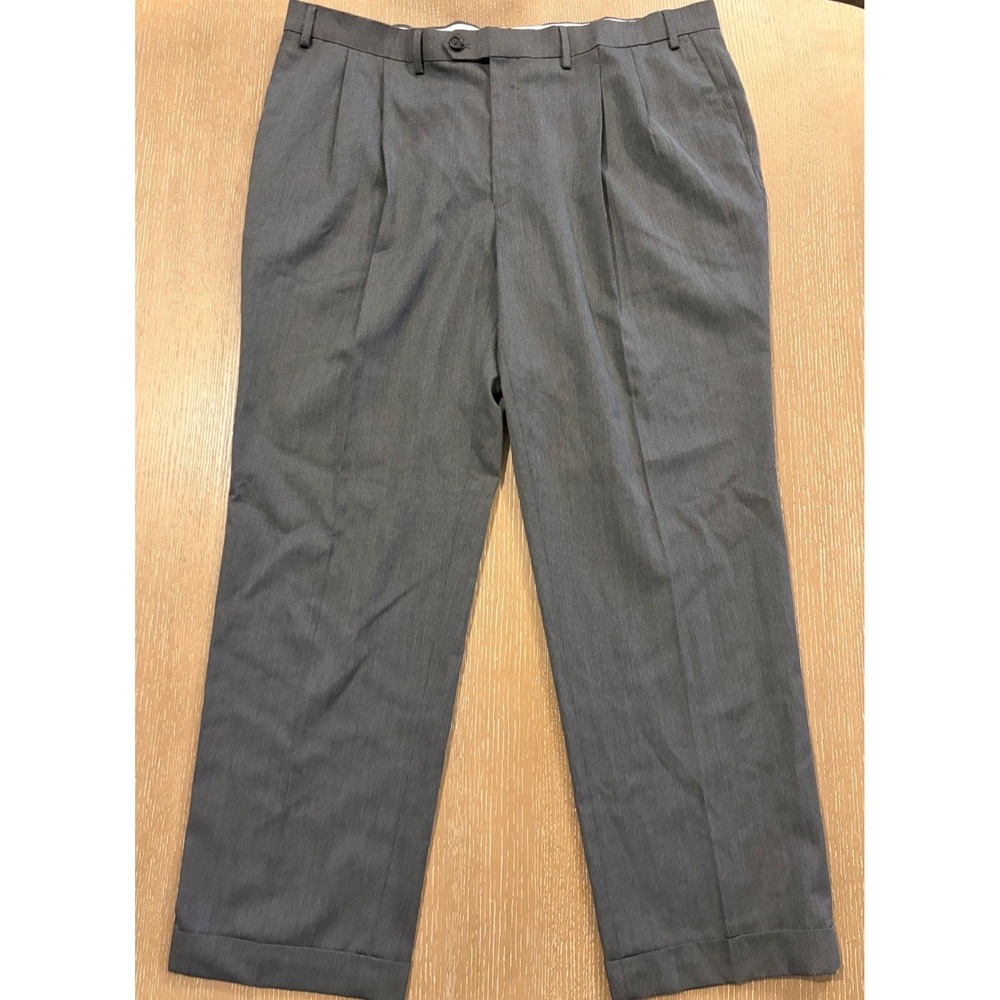 Ralph Lauren Mens Gray Dress Pants 42x30 Pleated Cuffed Classic Fit